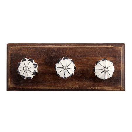 Black Leaf Melon Ceramic Wooden Hooks